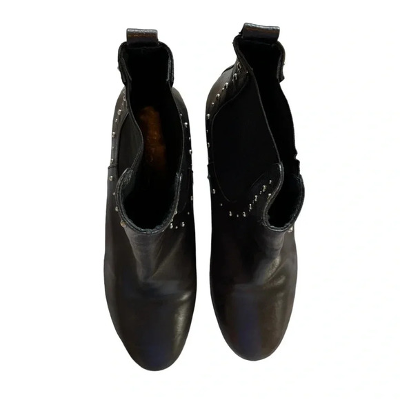 NAPOLEONI Italian Leather Studded Chunky Heel Chelsea Bootie Size 38 8 - Picture 3 of 9
